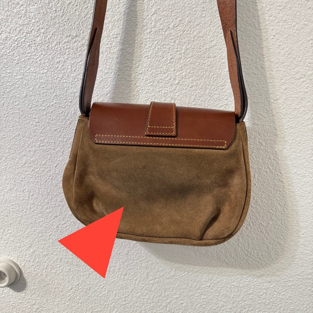 VTG Dooney & Bourke Horseshoe Buckle Brown Suede Leather Crossbody Equestrian - Picture 5 of 10